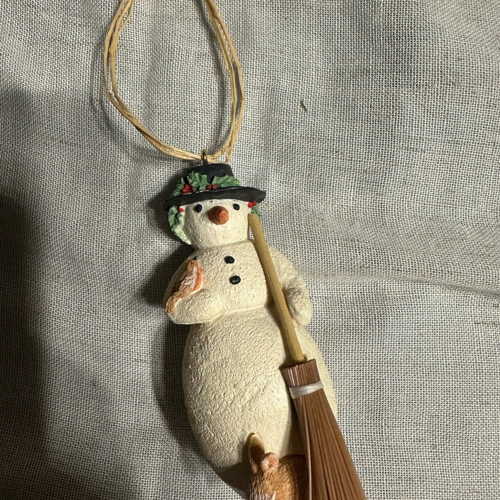 Festive Snowman Ornament with Broom